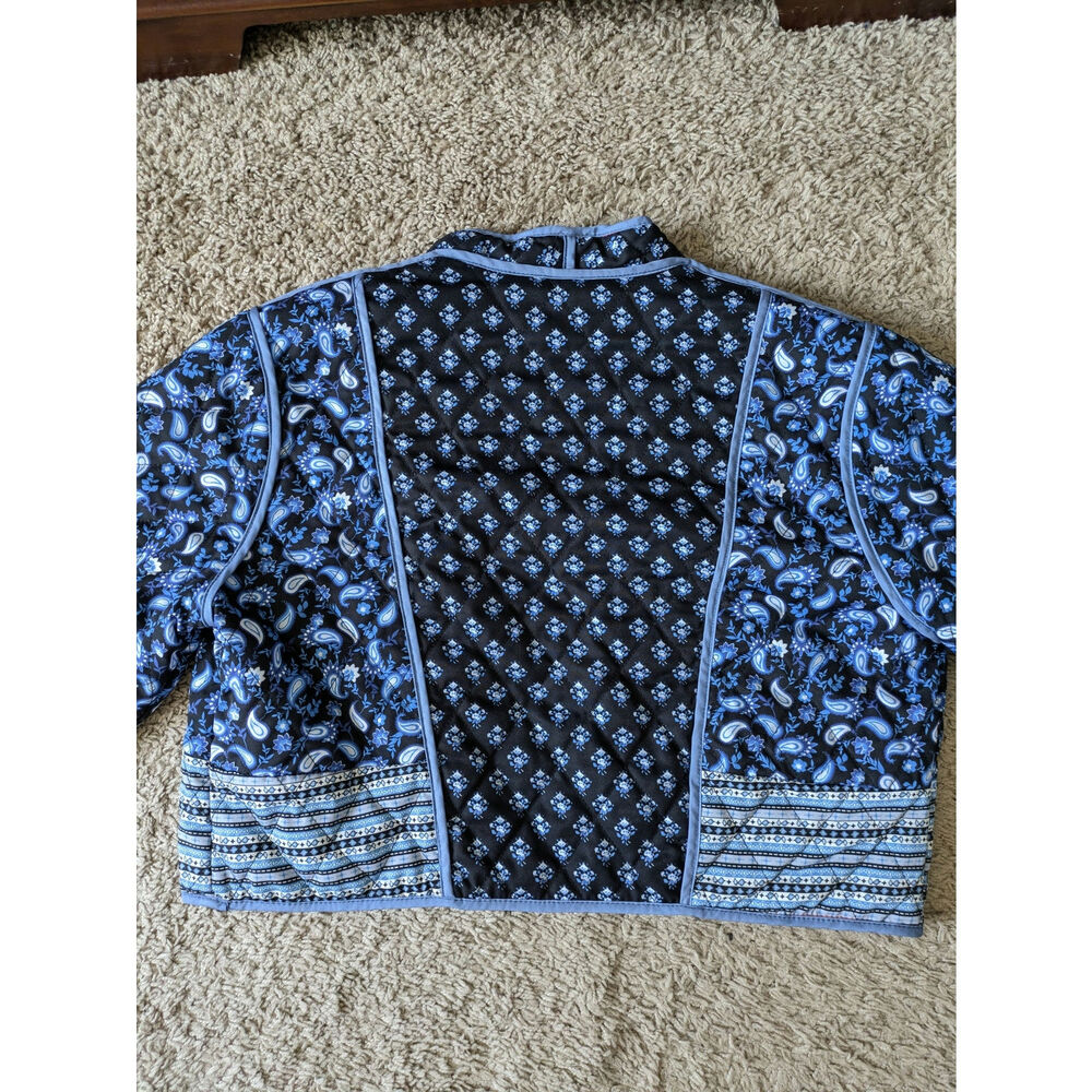 Reversible Quilted Jacket Womens M/L Pink-Blue Floral Paisley Whimsical Cottage - Picture 10 of 12
